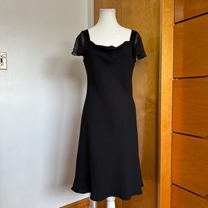 Jones Wear Black Midi Dress with Sheer Flutter Sleeves